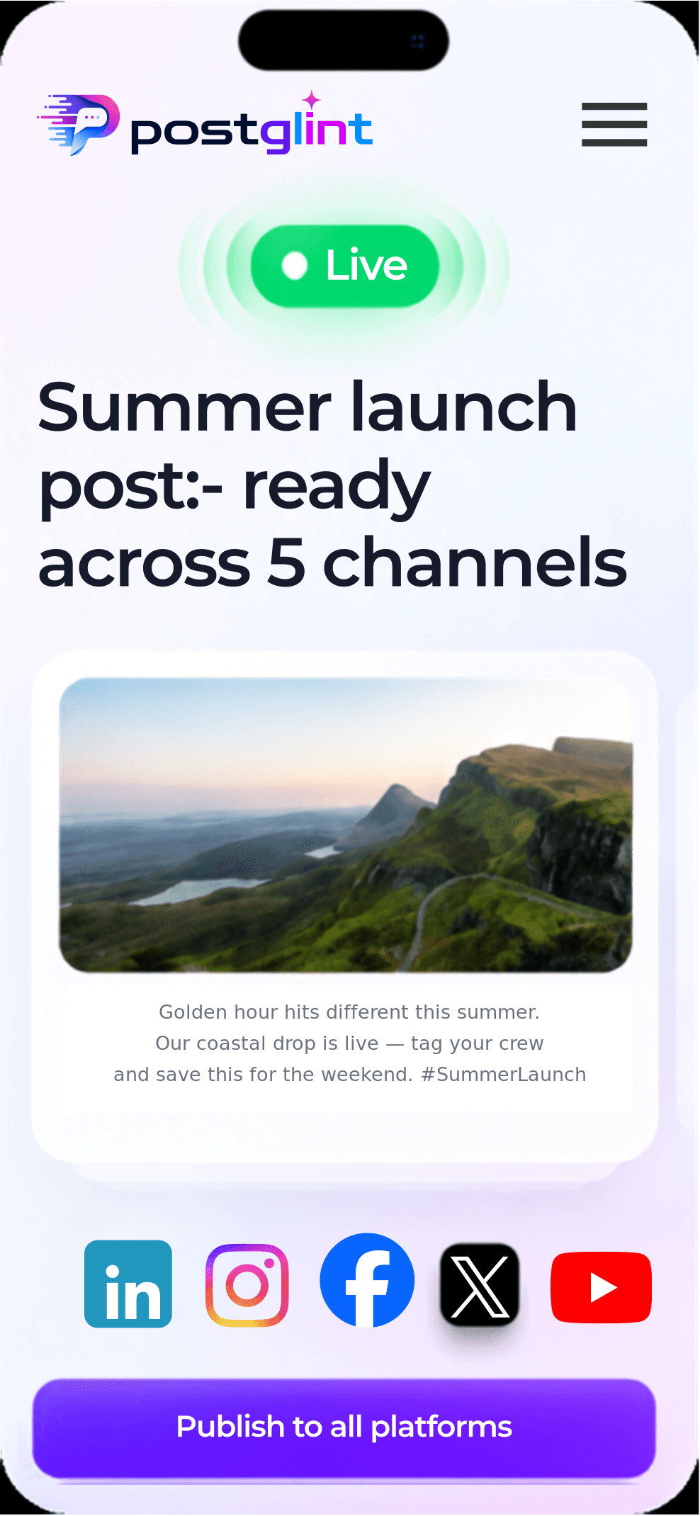 PostGlint app on mobile